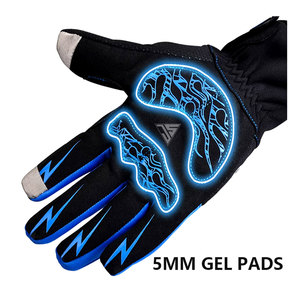 Gants de ski en tissu polyester imperméable de haute qualité avec coussinets en gel en similicuir, sangle de poignet coupe-vent à impression silicone pour l'extérieur - Product Image 5