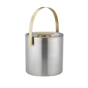 Seau à glace isotherme double paroi doré brossé de 3 litres avec pinces, articles de bar et refroidisseur à vin métalliques haut de gamme fabriqués aux États-Unis, en promotion - Product Image 3