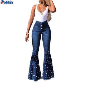 Nuevos Jeans de Mujer Talla Grande, Diseño Casual Moderno, Alta Calidad, Estilo Urbano, con Cuentas, Ajustados, Elásticos y Acampanados - Product Image 6