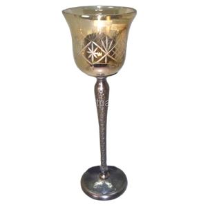 เชิงเทียนแก้วคริสต์มาสแกะสลักด้านล่าง - Product Image 1