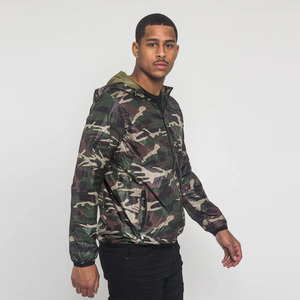 Chaqueta Cortavientos Impermeable con Capucha y Estampado de Camuflaje para Hombre, Cierre Frontal con Cremallera, Ropa de Exterior, Corte Regular, Poliéster - Product Image 2