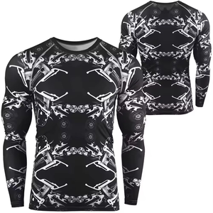 Camiseta de Compresión de Manga Larga para Hombre, Diseño de Pistola en Blanco y Negro, Secado Rápido, para Gimnasio y Fitness - Product Image 6