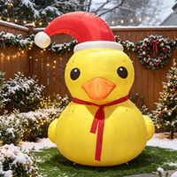 Anatra Gonfiabile Gigante 3M per Natale, Gialla con Cappello da Babbo Natale, Luci LED Integrate e Ventilatore, Decorazioni da Esterno in Tessuto Oxford
