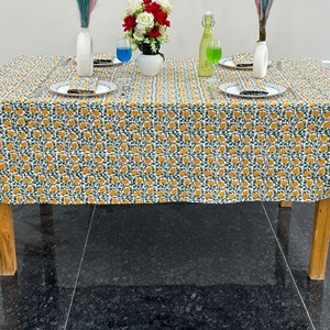 Printed Cotton Linen <b>Tablecloth</b> <b>Green</b> Yellow Plant Pattern Classic Style Washable Home Use Rectangle Cover - Product Image 4