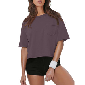 Camiseta Corta de Poliéster y Algodón con Logotipo Personalizado, Corte Holgado, para Hombre y Mujer, Cuello Redondo, Color Sólido, con Patrón Bordado o Estampado - Product Image 2