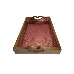 Bandeja de Servir de Madera MDF con Diseño Floral, Color Azul, Bandeja Económica para Servir Comida, Aperitivos, Café, Decorativa para Mesa, en Venta - Product Image 1
