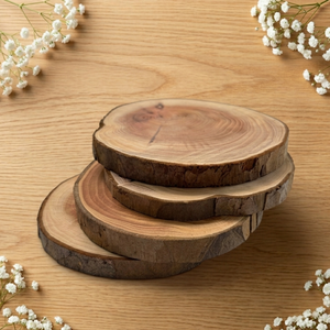 Bela Artisan Solid Beech Wood Live Edge Farmhouse Style Coasters Set 4 Bark Natural End Grain <b>Tree</b> <b>Slice</b> for Hot/Cold Drinks - Product Image 3