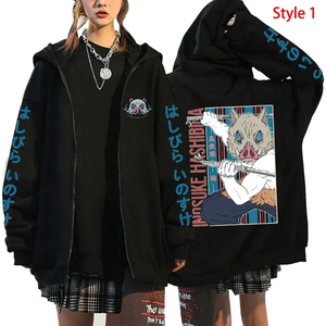Sweat-shirts à capuche zippés imprimés anime tendance pour femmes et hommes, sweat-shirts à manches longues à capuche avec fermeture éclair, style mode et personnalité - Product Image 2