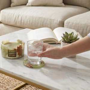 Handmade Round <b>Marble</b> <b>Coasters</b> Set of 6 <b>Marble</b> <b>Coasters</b> for Drinks <b>Marble</b> <b>Coaster</b> Set for Coffee Tea & Kitchen Table - Product Image 3