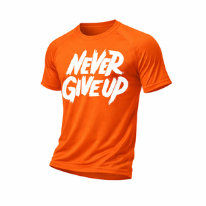 New Gym Men's <b>Orange</b> Short Sleeve <b>T</b>-<b>Shirt</b> O-Neck Quick Dry Casual Printed Letter Design Regular Fit Jersey Knitted Cotton 320g - Product Image 4