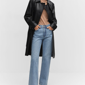 Abrigo Largo de Cuero para Mujer, Transpirable, Informal, a la Moda, de Invierno, con el Mejor Diseño - Product Image 4