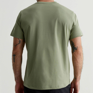 Men's Olive Green Cotton T-<b>Shirt</b> Short Sleeve O-Neck <b>Oversized</b> Fit Solid Color Casual Wear Jersey Knitted Breathable Quick Dry - Product Image 2