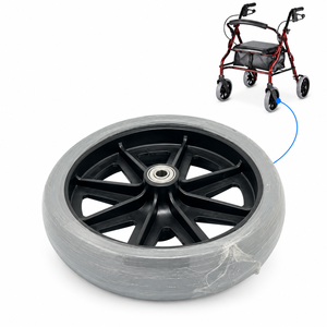Roue de remplacement TPR de 8 pouces pour déambulateur NOVA V4206, avant et arrière, avec roulements et axe - 1 pièce - Product Image 1