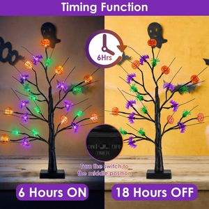 2-Pack 1.97FT Indoor Halloween <b>Tree</b> <b>Lights</b> Black Lighted <b>Trees</b> with Adjustable Timer Halloween Indoor Decorations and Twigs - Product Image 2