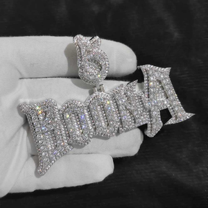 Collar de Lujo Personalizado con Nombre de Moissanita, Letra Iced Out, Micro Pavé, Joyería Hip Hop, Pieza Destacada, Regalo - Product Image 2