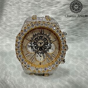 Montre de Luxe Charm_Jewells pour Homme, Boîtier 40mm, Mouvement Mécanique Analogique, Date Automatique, Bracelet en Acier Inoxydable Incrusté de Diamants, Étanche - Product Image 5