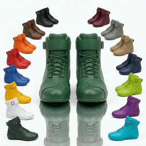 Chaussures de moto antidérapantes et protectrices, hauteur cheville, durables, pour homme, en cuir véritable, bottes de moto, OEM ODM pour homme - Product Image 1