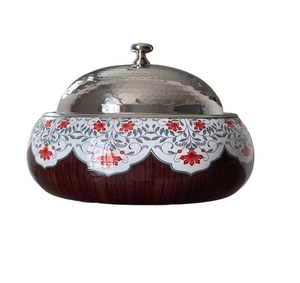 Casserole en acier inoxydable au design floral moderne, compatible gaz et induction, écologique, chauffe-plats de luxe pour table, usage commercial - Product Image 5