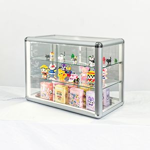 Vetrina Espositiva Standard con Telaio in Alluminio, Porta Scorrevole in Vetro con Serratura e Piano in Vetro Temperato per Esposizione e Collezioni di Porcellana - Product Image 3