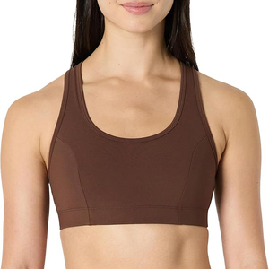Women Racerback High Impact Active Sports <b>Bra</b> Wide Straps Mocha Brown Moisture Wicking Gym Workout Yoga Brassiere OEM Bulk - Product Image 1