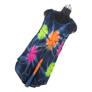 Vestido Maxi Casual de Moda sin Mangas con Diseño Hueco y Tie-Dye para Mujer, Vestido Tipo Paraguas con Diseño Colorido de Rayón - Product Image 6