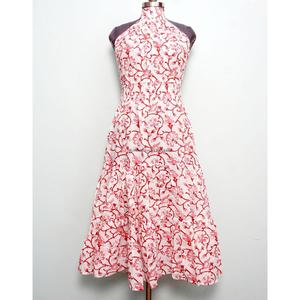 High Quality Modern Floral Cotton Bodycon Midi Dress Women Beautiful Halter Neck Backless Sleeveless Breathable Eco-Friendly - Product Image 1