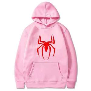 Sweat à capuche oversize en molleton pour homme, design araignée moderne, automne, polyester et coton durables, tenue décontractée streetwear - Product Image 1