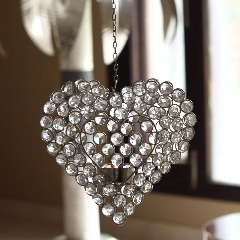 Porte-perles en fer, plastique, forme de cœur, suspendu