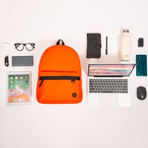 Orange matte leather eco-friendly <b>backpack</b> <b>simple</b> casual bag - Product Image 5