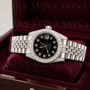 Iced Dial Mechanical Luxury Fashion Hip-Hop Stainless Steel Moissanite Bracelet 20mm Band Analog <b>Case</b> Bar Scale Date Display - Product Image 2