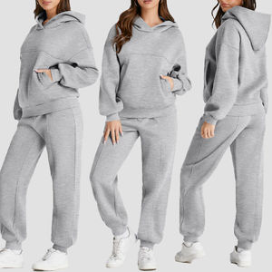 Ensemble de survêtement pour femmes avec veste à capuche zippée à manches longues et pantalon de survêtement ample pour la course à pied, le fitness et l'entraînement en extérieur - Product Image 1