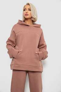 Conjunto de Sudadera con Capucha y Pantalones Deportivos para Mujer, Color Sólido, Corte Holgado, Largo Completo, Felpa de Algodón, Ropa Casual de Otoño - Product Image 2