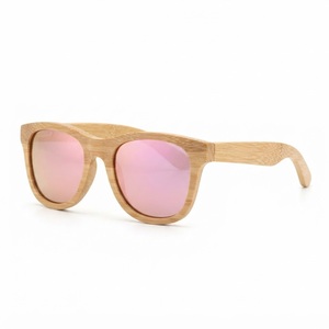 Custom Logo Eco-Friendly <b>Bamboo</b> <b>Sunglasses</b> Pink Mirrored Lens Polarized UV400 Retro Wooden Eyeglasses Handcrafted Wood Frame - Product Image 1