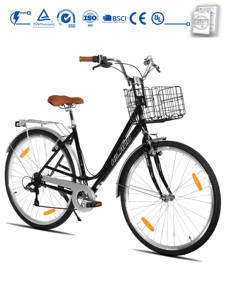<span class=keywords><strong>Bicicleta</strong></span> Urbana para <span class=keywords><strong>Mujer</strong></span> JOYKIE HIALND, 26 Pulgadas, Acero de Alta Resistencia, Frenos V Delanteros y Traseros, 7 Velocidades, Manillar de Playa, Asiento Grueso, 90% SKD, Venta al Por Mayor - Product Image 1