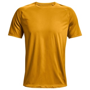 T-shirt décontracté pour homme, jaune moutarde, manches courtes, col rond, coupe classique, 100% coton tricoté, séchage rapide, respirant, couleur unie, 300g - Product Image 5