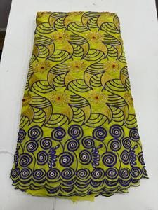 Tissu en Voile de Coton Pur de Haute Qualité pour Dentelle Africaine, Respirant, 120 GSM, Poids Moyen, Vêtements Traditionnels Multicolores - Product Image 1