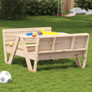 Table de pique-nique en bois de pin massif pour enfants, avec plusieurs sièges, idéale pour les jeux et le plaisir en plein air - Product Image 1