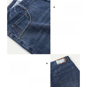 <b>Mens</b> Medium Dark Blue Denim Shorts Faded Whiskered Vintage Wash Bermuda Style Relaxed Straight Cut Five Pocket Jorts Apparel - Product Image 5