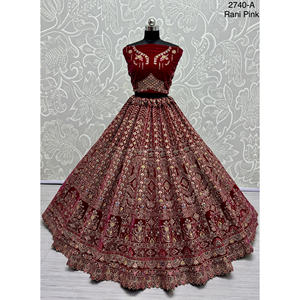 Collections de velours de vêtements de mariée indiens pour la mariée avec le travail de Zarkhan par Fabzone - Product Image 5