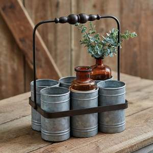 <b>Vintage</b> Galvanized <b>Cutlery</b> Holder For Dining Table Organization Offering Classic Look And Practical Utensil Storage Solution - Product Image 5