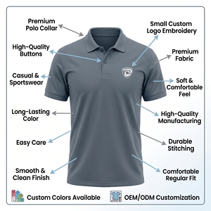 Polo à manches courtes gris pour homme, logo brodé, uni, décontracté, séchage rapide, tricoté en polyester, coupe classique - Product Image 5