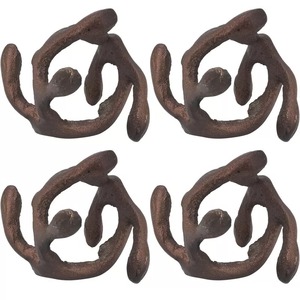 Anneau de serviette en métal sculptural abstrait moderne, bronze brun torsadé, décoration artistique de table - Product Image 5
