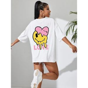 Camiseta de verano personalizada para mujer, informal, de gran tamaño, con palangre, hombros caídos, manga corta, cuello, apliques, decoración disponible en Tallas grandes - Product Image 6