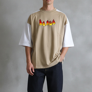 เสื้อยืดโอเวอร์ไซส์ผู้ชาย ผ้าฝ้ายนุ่ม สวมใส่สบาย ดีไซน์ทันสมัย เหมาะสำหรับใส่ในชีวิตประจำวัน เสื้อผ้าสตรีทแวร์ลำลองระดับพรีเมียม - Product Image 1