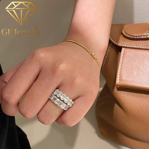 14K White Gold Emerald Cut Lab Grown Diamond Eternity Wedding Band Full <b>Circle</b> Stackable <b>Ring</b> IGI Fine Jewelry - Product Image 3