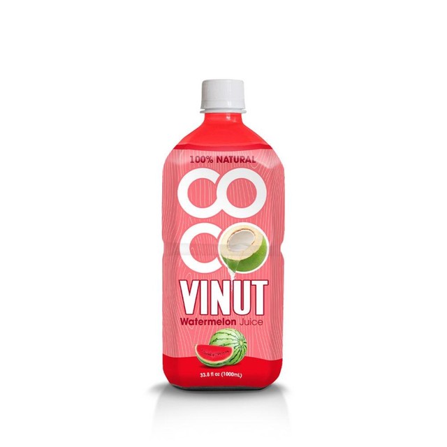 100% Pure Coconut Water w Watermelon 1000ml (Pack of 24) , Plant Based, Non-GMO, No Added Sugar, Essential Electrolytes