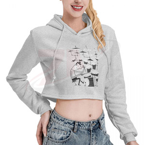 เสื้อฮู้ดครอปท็อปพิมพ์ลายดีไซน์หรูหราทันสมัยสำหรับผู้หญิง สไตล์สตรีทแวร์ พร้อมโลโก้สั่งทำพิเศษ คุณภาพสูง พิมพ์ลายฮิปฮอป - Product Image 2