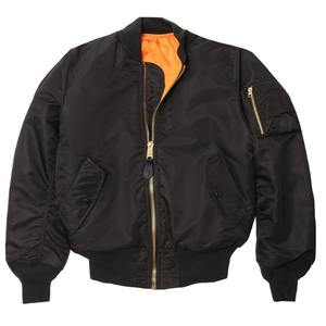 Blouson bomber noir pour homme avec doublure orange, fermeture éclair, poches avant, vêtement d'extérieur décontracté coupe-vent, idéal pour l'automne - Product Image 1