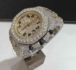 นาฬิกาหรูหราสำหรับทุกเพศ สีเหลืองทอง สแตนเลสสตีล ประดับเพชร ขนาด 42 มม. ระบบอนาล็อก กลไกอัตโนมัติ พร้อม GPS นาฬิกาปลุก แสดงวันที่ กระจกแซฟไฟร์ คุณภาพสูง - Product Image 5