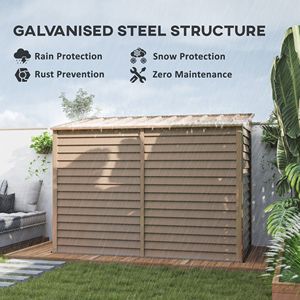 Casetta da Giardino Esterna 1,4m x 2,7m con Base e Porte Lucchettabili per Patio e Prato, Marrone - Product Image 4